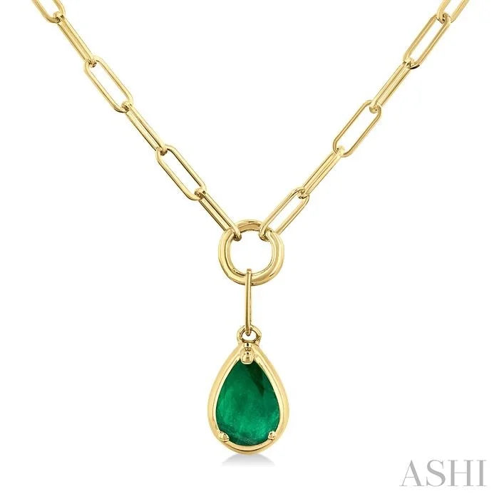 Pear Shape Paperclip Gemstone Pendant