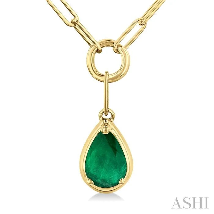 Pear Shape Paperclip Gemstone Pendant