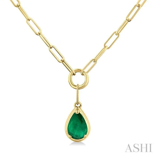 Pear Shape Paperclip Gemstone Pendant