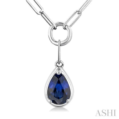 Pear Shape Paperclip Gemstone Pendant