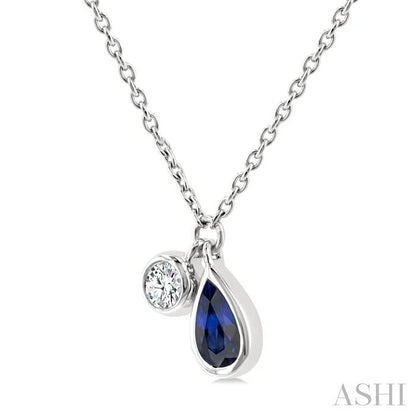 Pear Shape Bezel Set Gemstone & Diamond Pendant