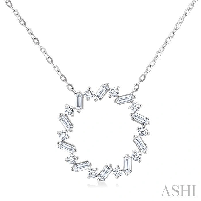 Circle Scatter Baguette Diamond Pendant