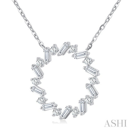 Circle Scatter Baguette Diamond Pendant