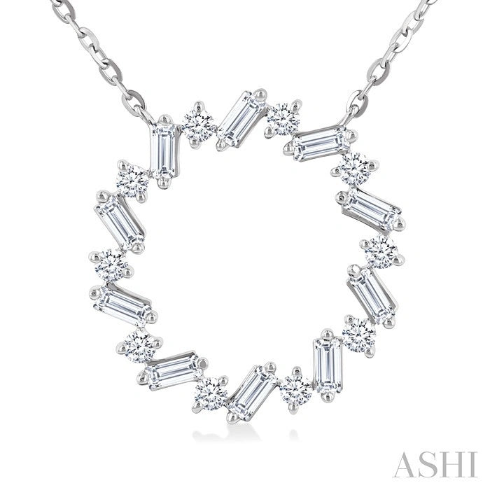 Circle Scatter Baguette Diamond Pendant