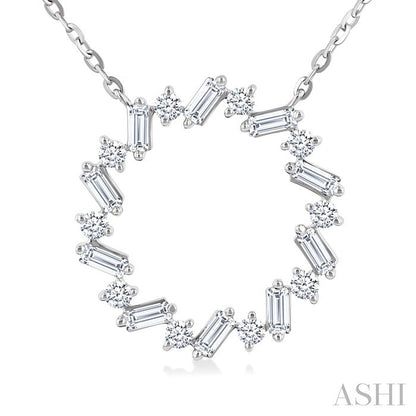 Circle Scatter Baguette Diamond Pendant