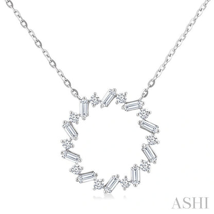 Circle Scatter Baguette Diamond Pendant
