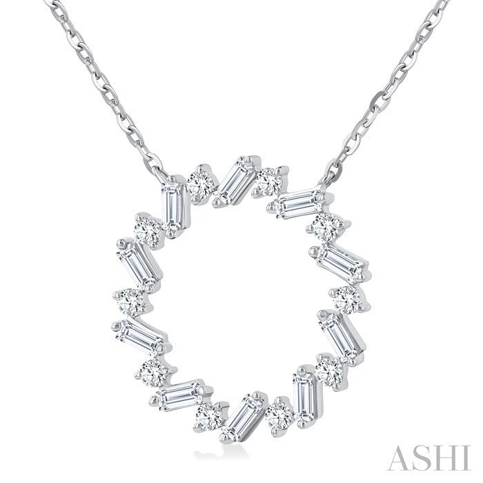 Circle Scatter Baguette Diamond Pendant