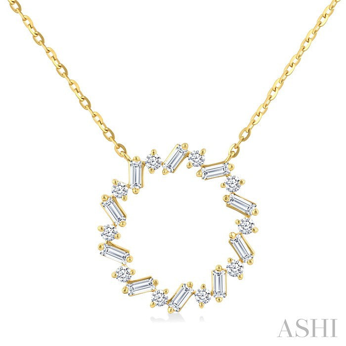 Circle Scatter Baguette Diamond Pendant