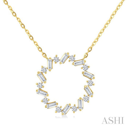 Circle Scatter Baguette Diamond Pendant