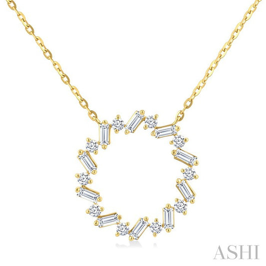 Circle Scatter Baguette Diamond Pendant