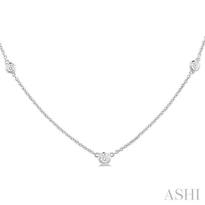 Bezel Set Graduated Diamond Station Necklace