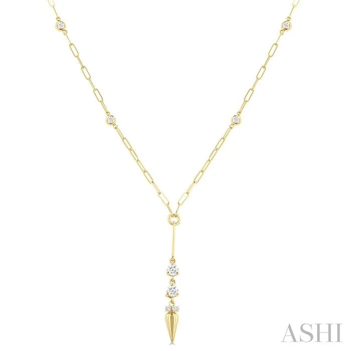 Paperclip Diamond Station Y Necklace