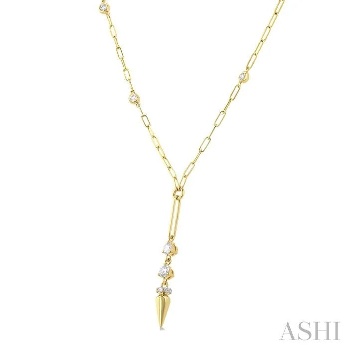 Paperclip Diamond Station Y Necklace
