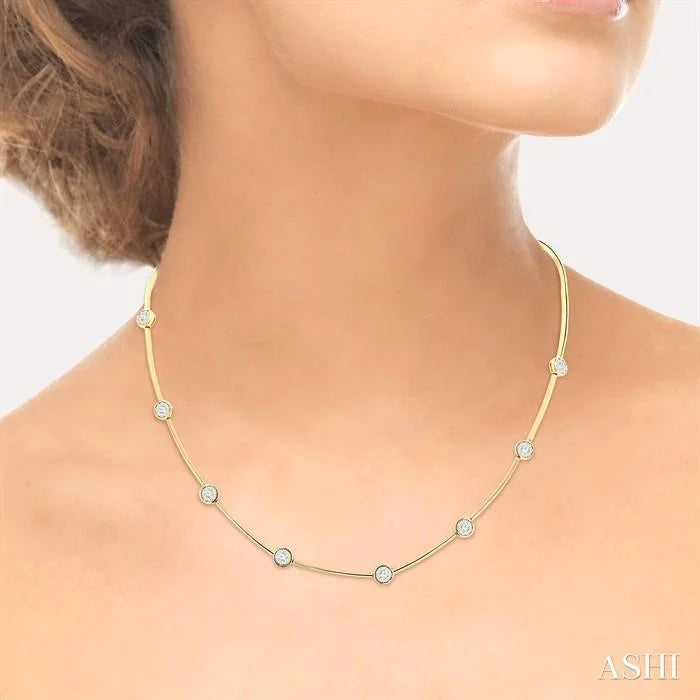 Round Shape Bar Link Lovebright Diamond Necklace