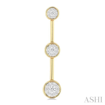 Round Shape 3 Stone Bar Link Lovebright Diamond Earrings