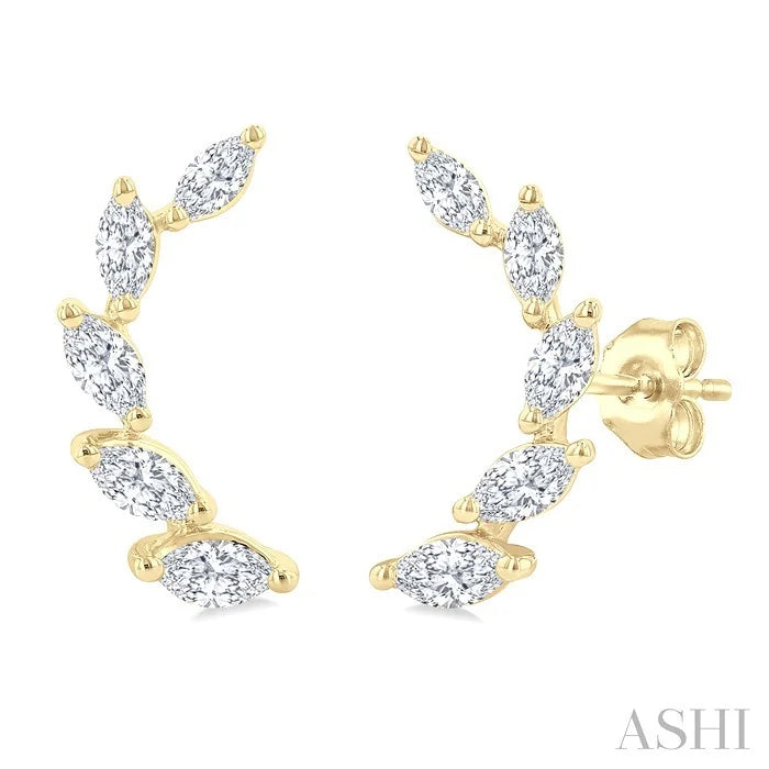 Marquise Shape Diamond Fashion Ear Climbers