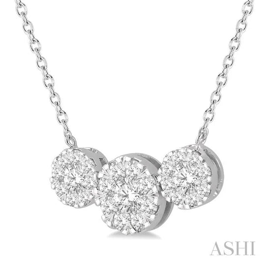 Round Shape Past Present & Future Lovebright Essential Diamond Necklace