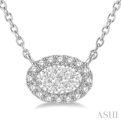 Oval Shape East-West Halo Lovebright Essential Diamond Pendant