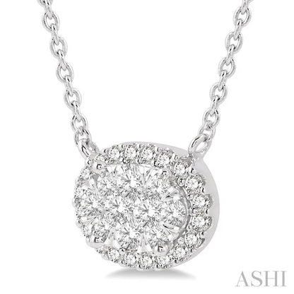 Oval Shape East-West Halo Lovebright Essential Diamond Pendant