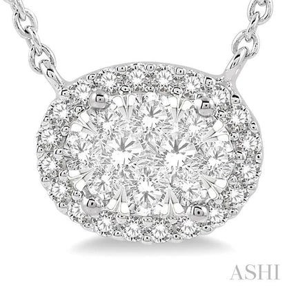 Oval Shape East-West Halo Lovebright Essential Diamond Pendant