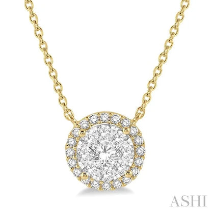 Round Shape Halo Lovebright Essential Diamond Pendant