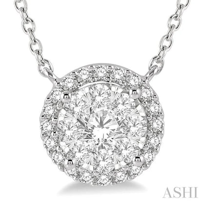 Round Shape Halo Lovebright Essential Diamond Pendant