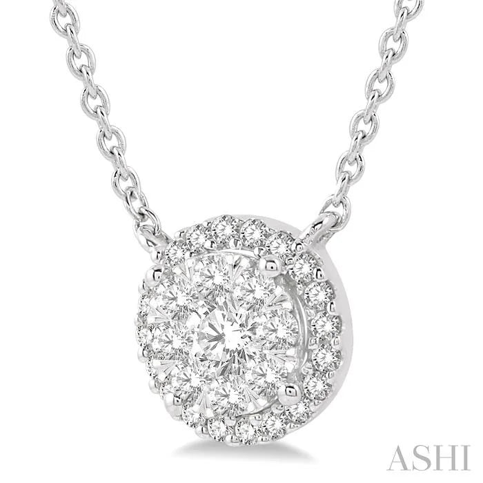Round Shape Halo Lovebright Essential Diamond Pendant