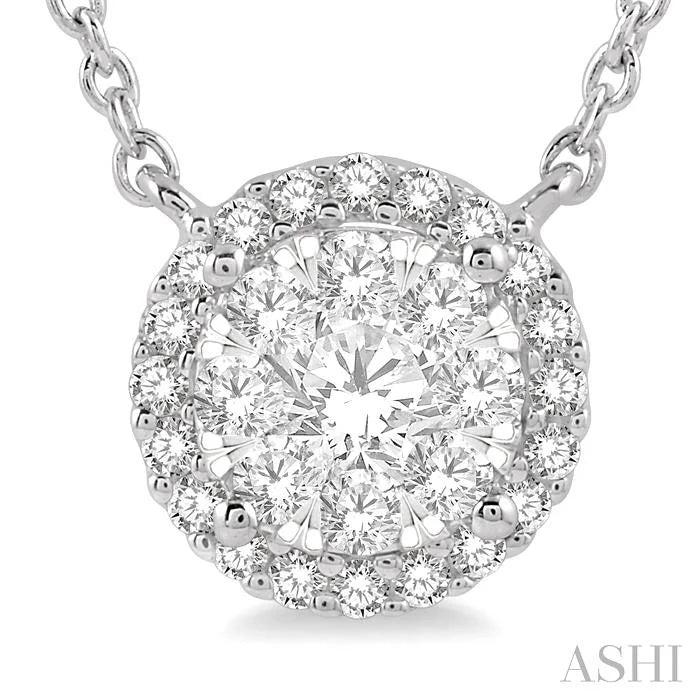Round Shape Halo Lovebright Essential Diamond Pendant