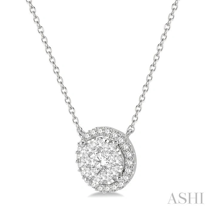 Round Shape Halo Lovebright Essential Diamond Pendant