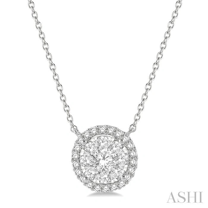 Round Shape Halo Lovebright Essential Diamond Pendant