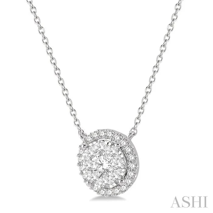 Round Shape Halo Lovebright Essential Diamond Pendant