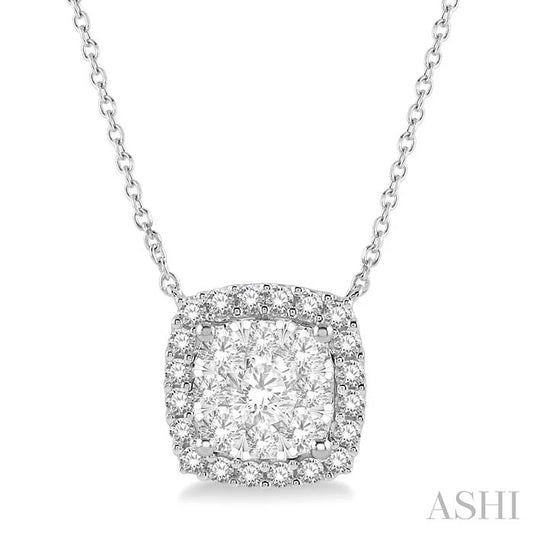 Cushion Shape Halo Lovebright Essential Diamond Pendant