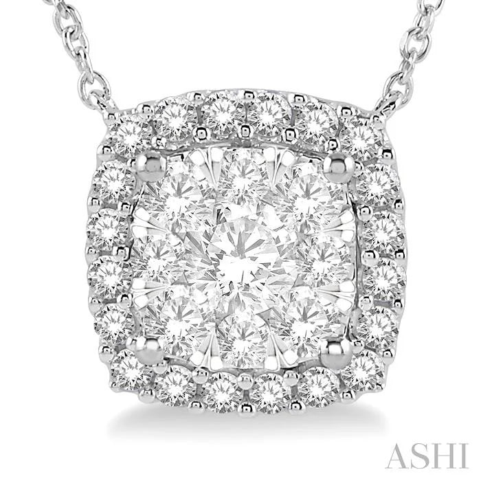 Cushion Shape Halo Lovebright Essential Diamond Pendant