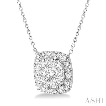 Cushion Shape Halo Lovebright Essential Diamond Pendant
