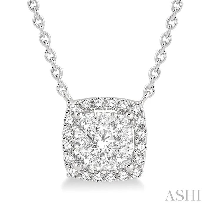 Cushion Shape Halo Lovebright Essential Diamond Pendant