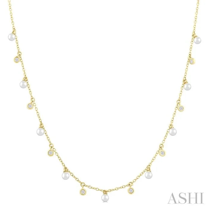 Pearl & Diamond Station Necklace