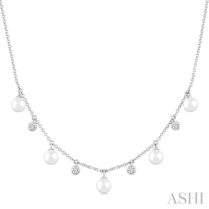 Pearl & Diamond Station Necklace