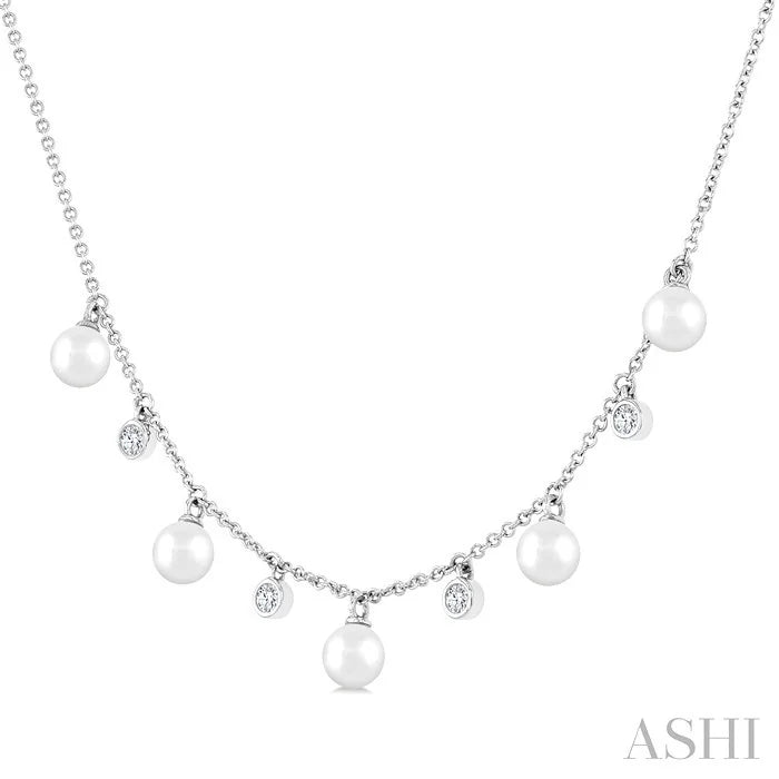 Pearl & Diamond Station Necklace