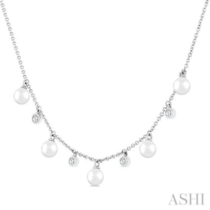 Pearl & Diamond Station Necklace