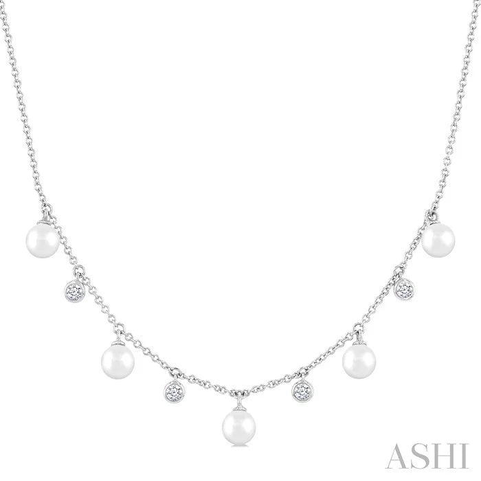 Pearl & Diamond Station Necklace