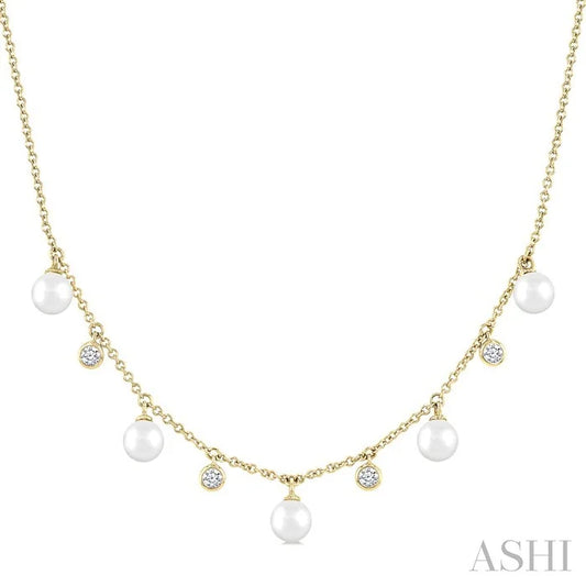 Pearl & Diamond Station Necklace