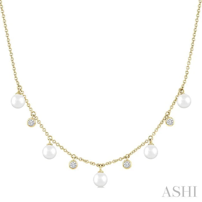 Pearl & Diamond Station Necklace