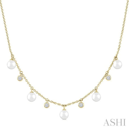 Pearl & Diamond Station Necklace