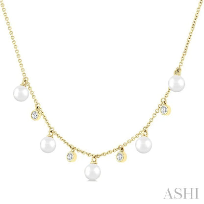 Pearl & Diamond Station Necklace