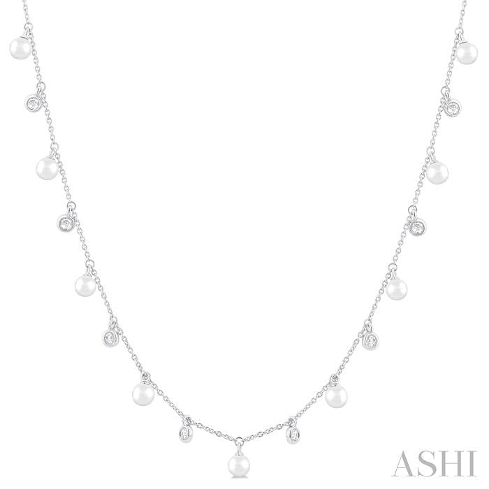 Pearl & Diamond Station Necklace