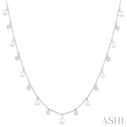 Pearl & Diamond Station Necklace