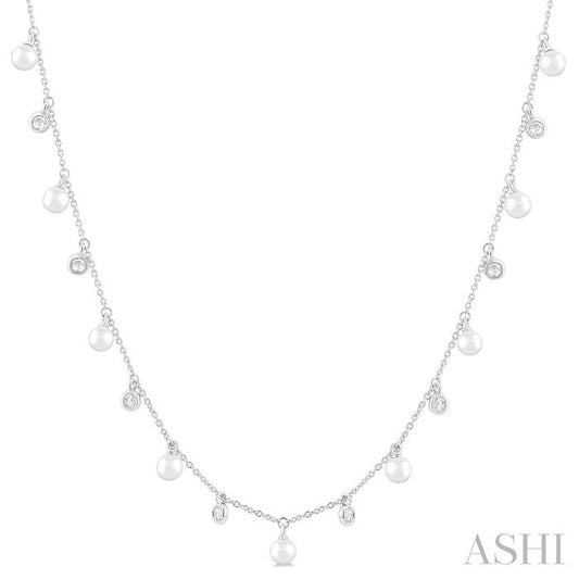 Pearl & Diamond Station Necklace