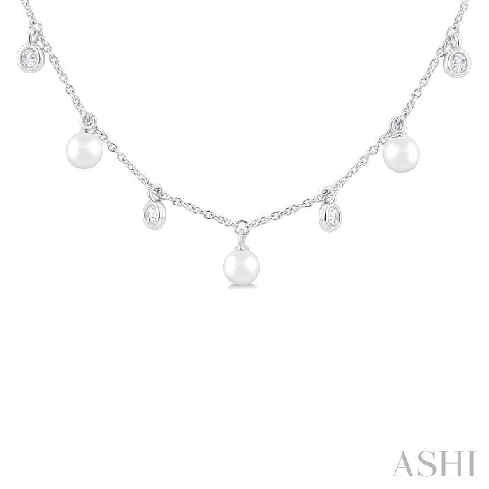 Pearl & Diamond Station Necklace