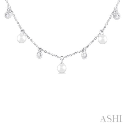 Pearl & Diamond Station Necklace