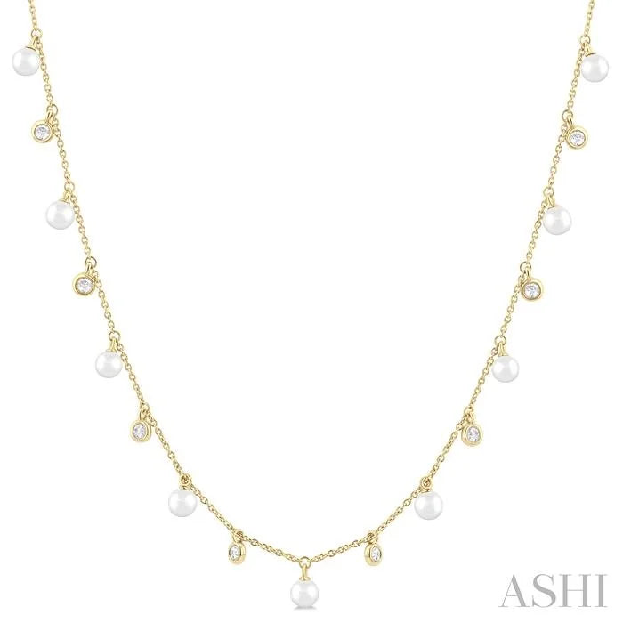Pearl & Diamond Station Necklace